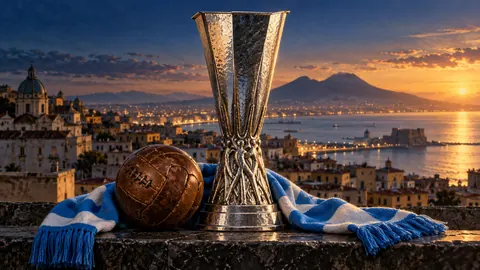 Conceptual editorial illustration of a silver cup and vintage football