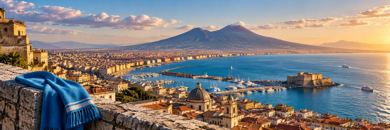 Original editorial panorama of the Bay of Naples and Mount Vesuvius